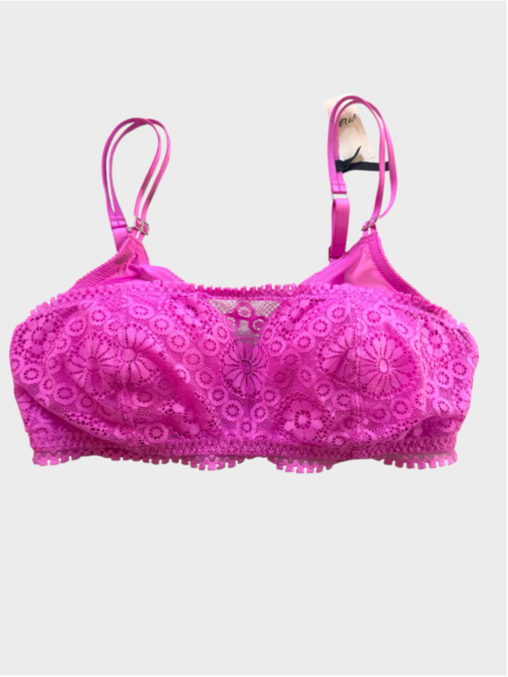 Size 34D Aerie Real Power Wireless Push up Joy Lace Bra Pink Tropics
